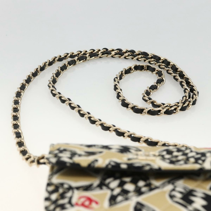 【日本直送】香奈兒 (CHANEL) 迷你絎縫 12 號肩背包，緞面米色，金色雙 C 標誌，正品 LNZ395M-7