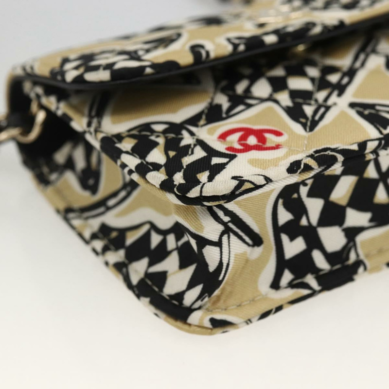 【日本直送】香奈兒 (CHANEL) 迷你絎縫 12 號肩背包，緞面米色，金色雙 C 標誌，正品 LNZ395M-14