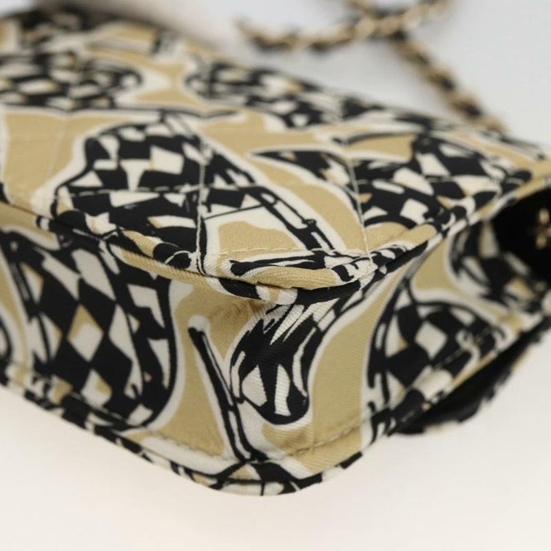 【日本直送】香奈兒 (CHANEL) 迷你絎縫 12 號肩背包，緞面米色，金色雙 C 標誌，正品 LNZ395M-15