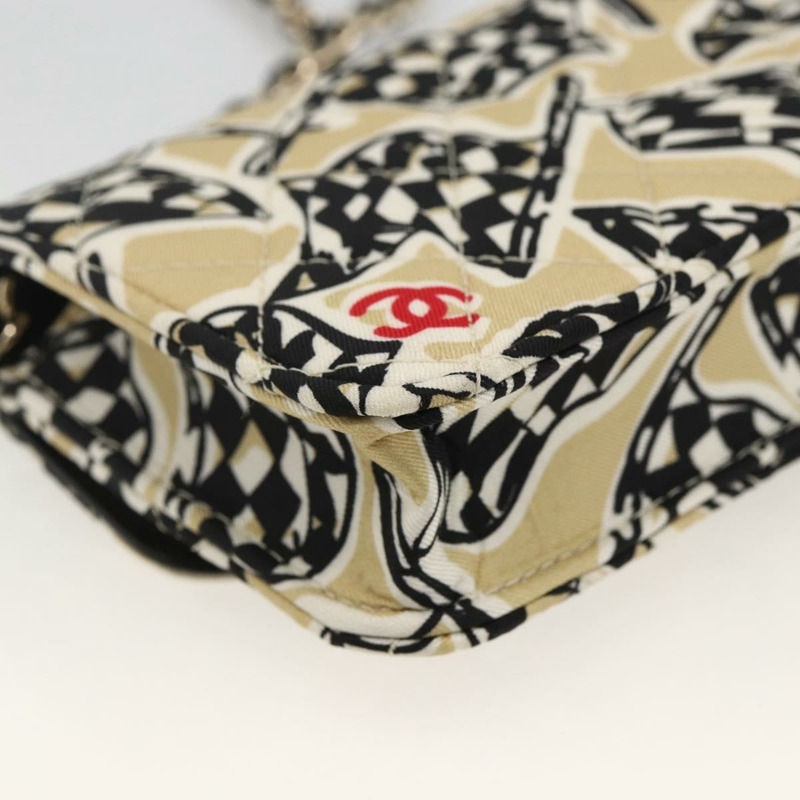 【日本直送】香奈兒 (CHANEL) 迷你絎縫 12 號肩背包，緞面米色，金色雙 C 標誌，正品 LNZ395M-16