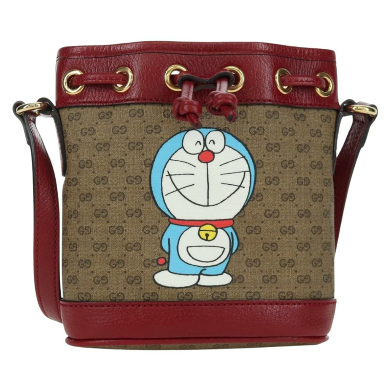 【日本直送】GUCCI GUCCI × Doraemon Micro GG Supreme Bag PVC 米色金色 647801 正品 LNZ389SM-12