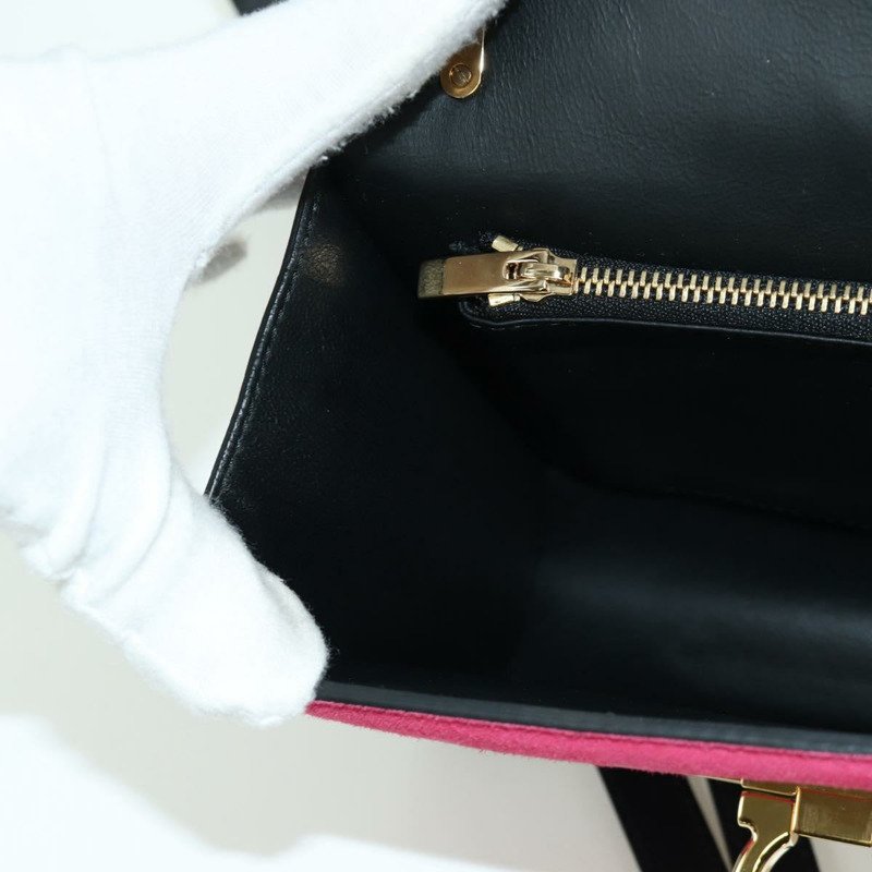 【日本直送】Salvatore Ferragamo Gancini 單肩包，麂皮材質，黑色、粉紅色、金色，正品 ARZ419M-19