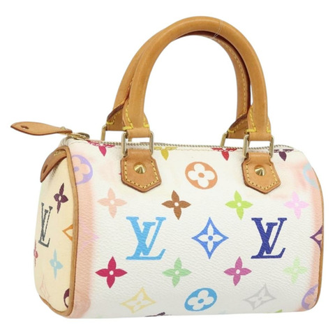 路易威登 Monogram Multicolor 迷你 Speedy 手提包 白色 M92645 正品 ARZ011A