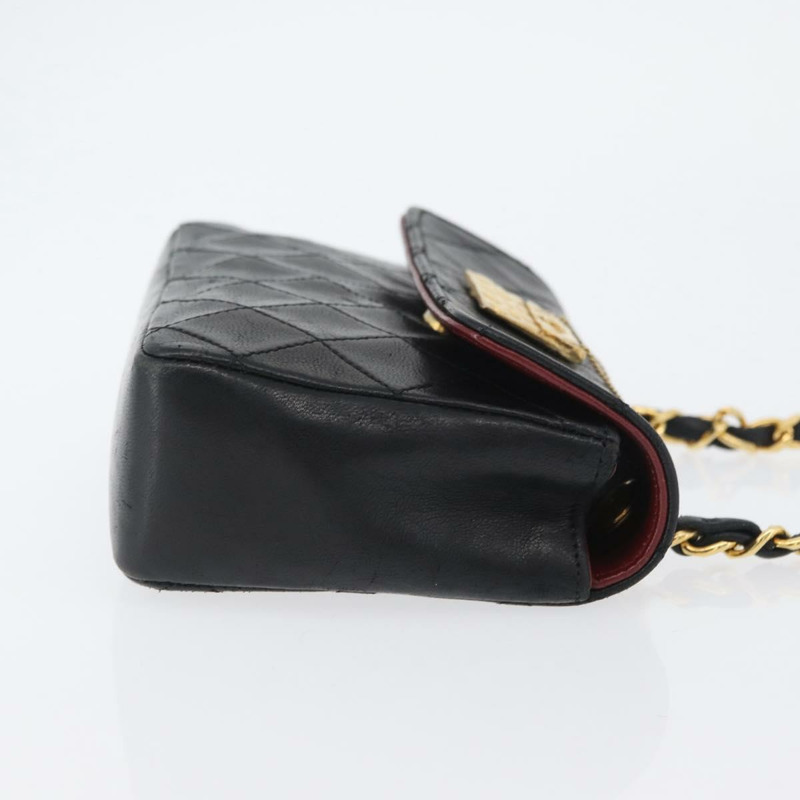 【日本直送】香奈兒 (CHANEL) 絎縫鏈條單肩包，羊皮材質，黑色，金色雙C標誌，正品編號 172545SAV-2