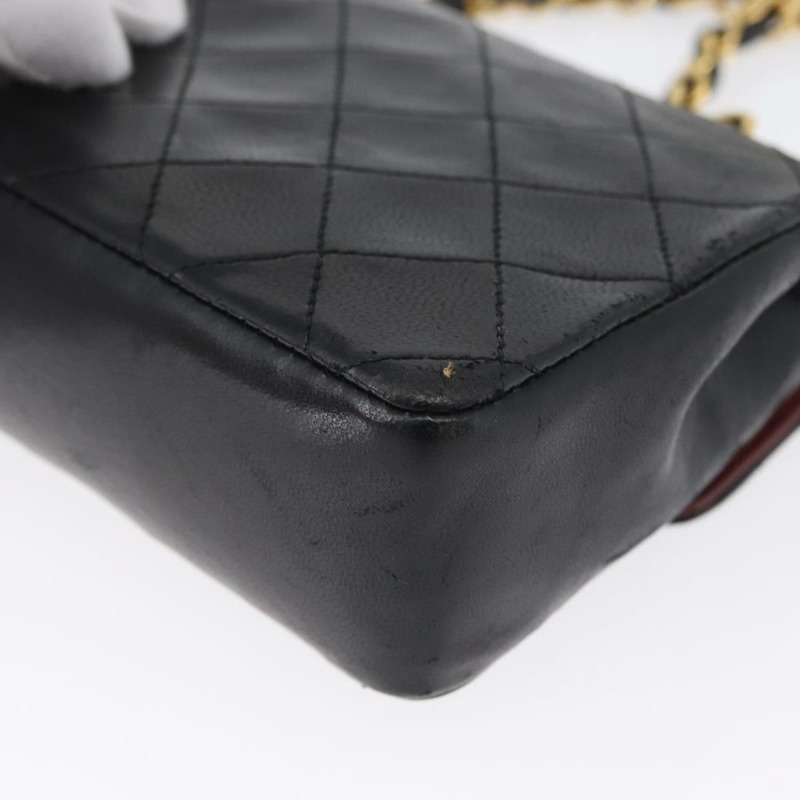 【日本直送】香奈兒 (CHANEL) 絎縫鏈條單肩包，羊皮材質，黑色，金色雙C標誌，正品編號 172545SAV-7