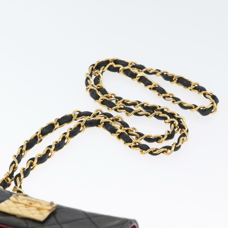 【日本直送】香奈兒 (CHANEL) 絎縫鏈條單肩包，羊皮材質，黑色，金色雙C標誌，正品編號 172545SAV-13