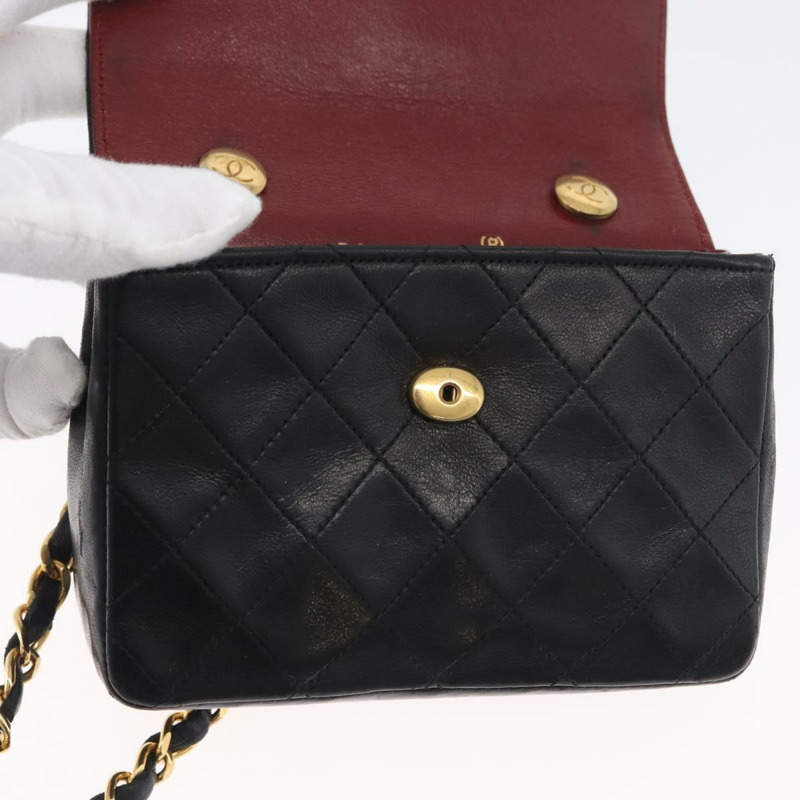 【日本直送】香奈兒 (CHANEL) 絎縫鏈條單肩包，羊皮材質，黑色，金色雙C標誌，正品編號 172545SAV-20