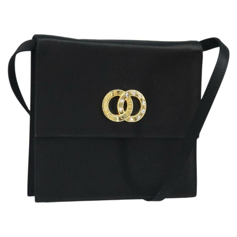 CELINE 圓形肩背包 緞面 黑色 金色 正品 172397V