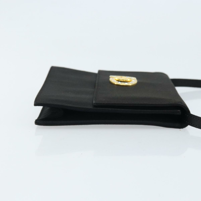 【日本直送】CELINE 圓形肩背包 緞面 黑色 金色 正品 172397V-2