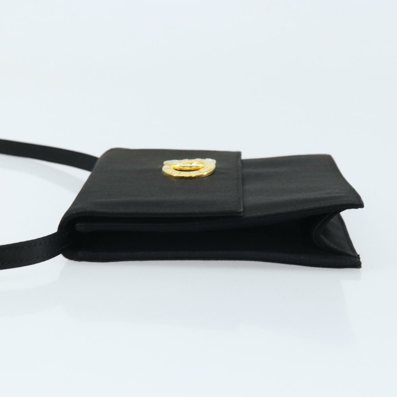 【日本直送】CELINE 圓形肩背包 緞面 黑色 金色 正品 172397V-3