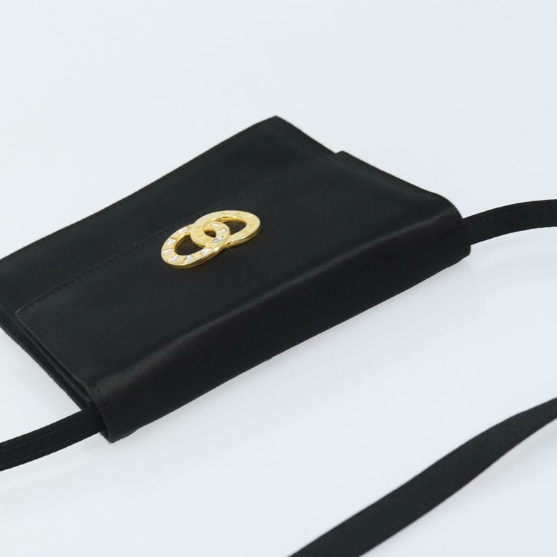 【日本直送】CELINE 圓形肩背包 緞面 黑色 金色 正品 172397V-5