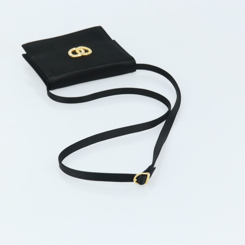 【日本直送】CELINE 圓形肩背包 緞面 黑色 金色 正品 172397V-6