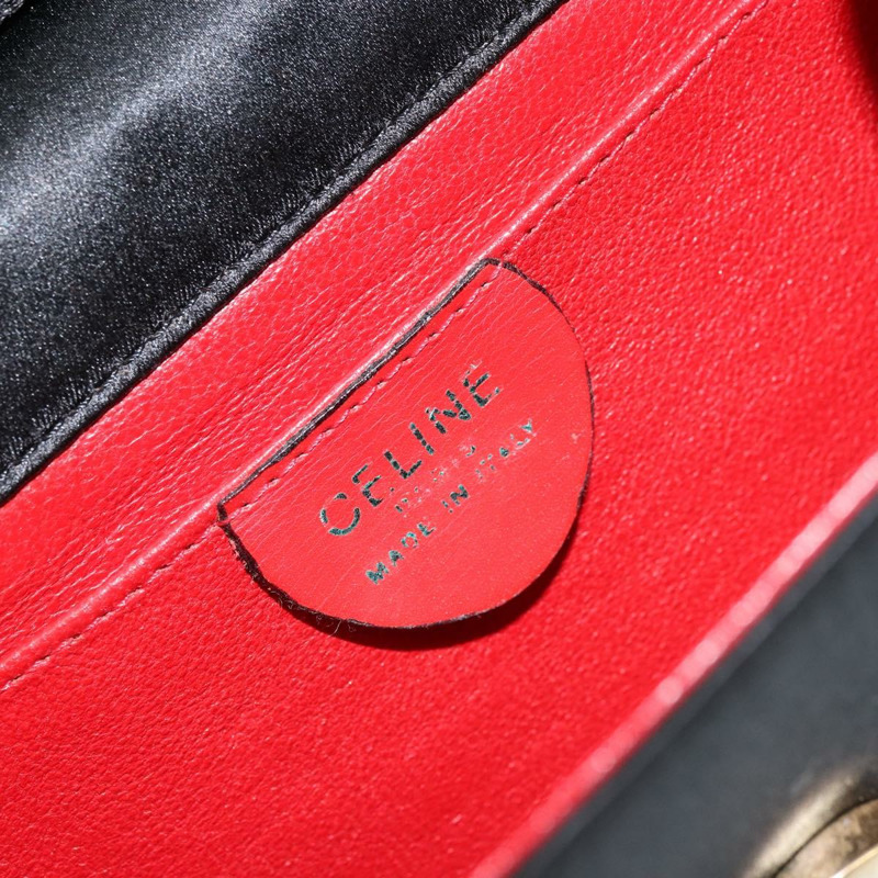 【日本直送】CELINE 圓形肩背包 緞面 黑色 金色 正品 172397V-17