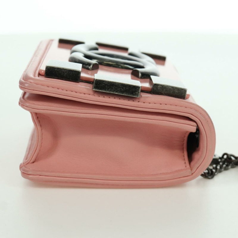 【日本直送】香奈兒 (CHANEL) Matelasse Lego Boy 鏈條單肩包，羊皮材質，粉紅色，CC標誌，正品編號 172559SAM-3