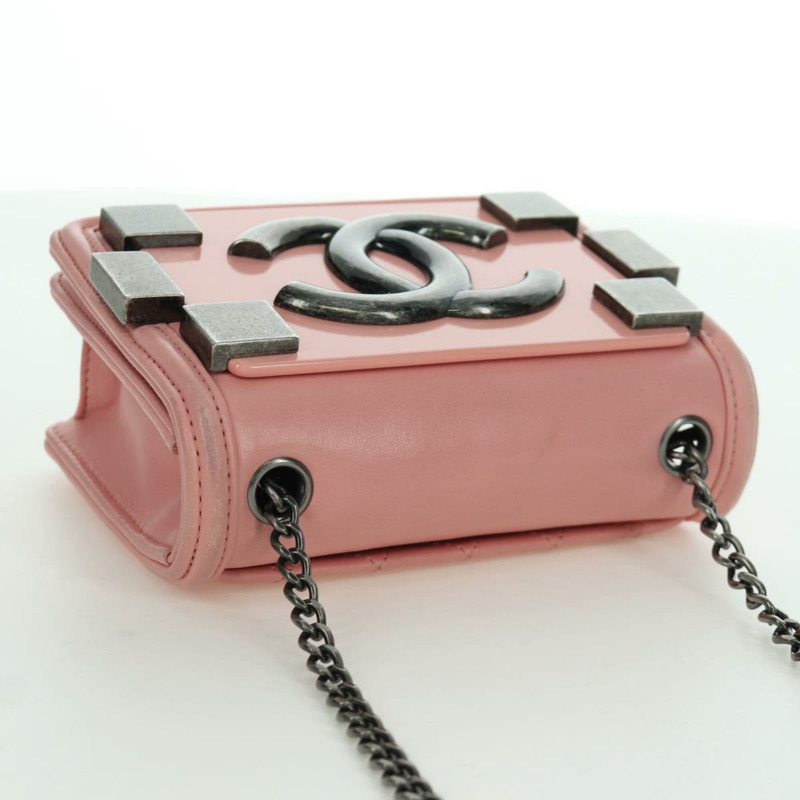 【日本直送】香奈兒 (CHANEL) Matelasse Lego Boy 鏈條單肩包，羊皮材質，粉紅色，CC標誌，正品編號 172559SAM-5