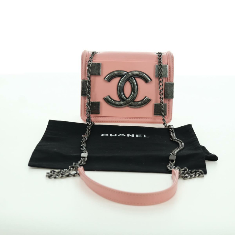 【日本直送】香奈兒 (CHANEL) Matelasse Lego Boy 鏈條單肩包，羊皮材質，粉紅色，CC標誌，正品編號 172559SAM-11