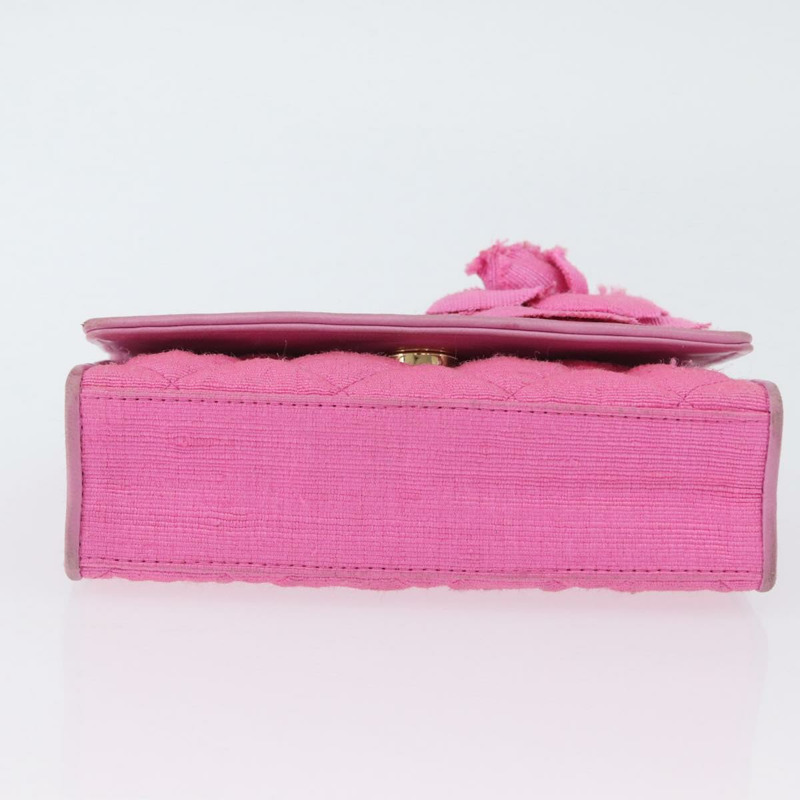 【日本直送】香奈兒 (CHANEL) 絎縫鏈條山茶花單背包 粉紅金色雙C標誌 Auth 172461V-5