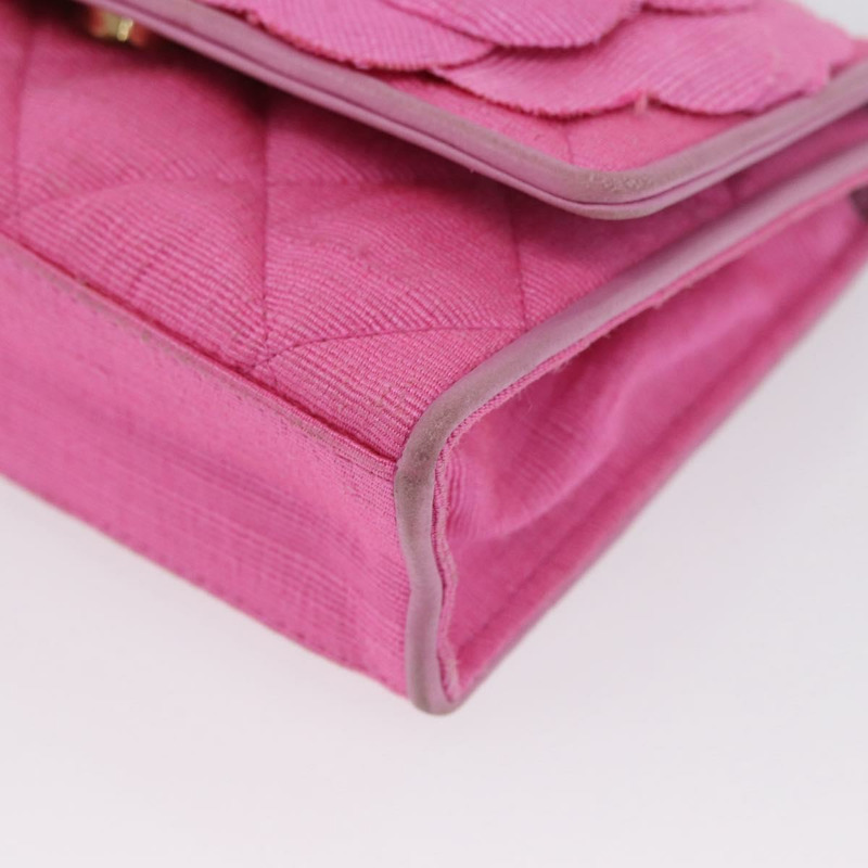 【日本直送】香奈兒 (CHANEL) 絎縫鏈條山茶花單背包 粉紅金色雙C標誌 Auth 172461V-15