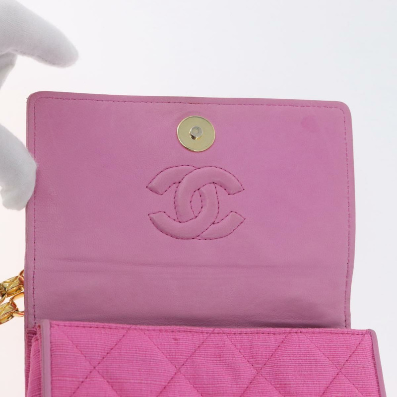 【日本直送】香奈兒 (CHANEL) 絎縫鏈條山茶花單背包 粉紅金色雙C標誌 Auth 172461V-20