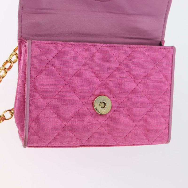 【日本直送】香奈兒 (CHANEL) 絎縫鏈條山茶花單背包 粉紅金色雙C標誌 Auth 172461V-21