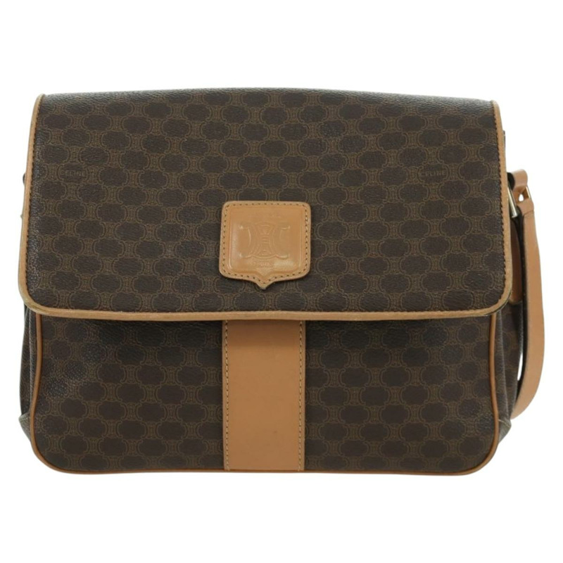 【日本直送】CELINE Macadam帆布肩背包 PVC皮革 棕色 金色 正品 am10907V-12