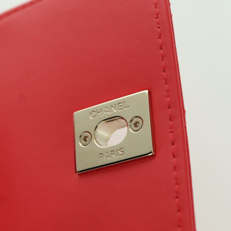 【日本直送】香奈兒 (CHANEL) 鏈條迷你絎縫 11 肩背包，羊皮材質，紅色，金色雙 C 標誌，正品編號 173342SAM-7