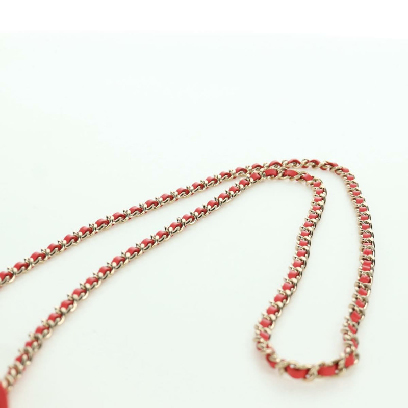 【日本直送】香奈兒 (CHANEL) 鏈條迷你絎縫 11 肩背包，羊皮材質，紅色，金色雙 C 標誌，正品編號 173342SAM-13