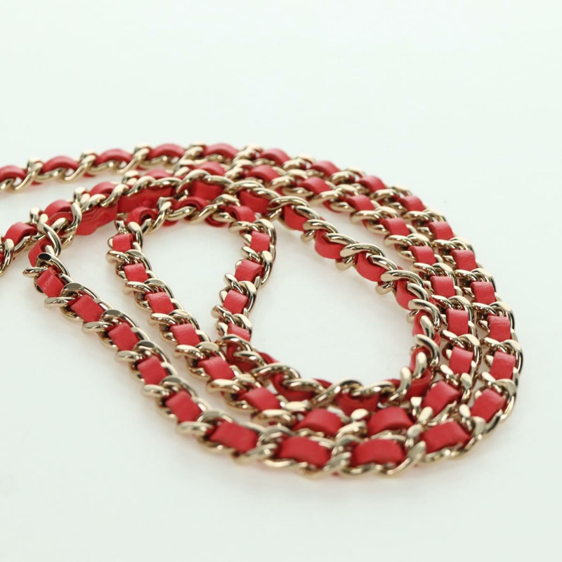 【日本直送】香奈兒 (CHANEL) 鏈條迷你絎縫 11 肩背包，羊皮材質，紅色，金色雙 C 標誌，正品編號 173342SAM-14