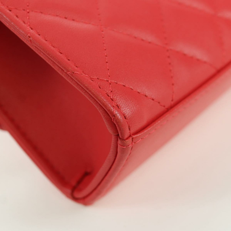 【日本直送】香奈兒 (CHANEL) 鏈條迷你絎縫 11 肩背包，羊皮材質，紅色，金色雙 C 標誌，正品編號 173342SAM-17