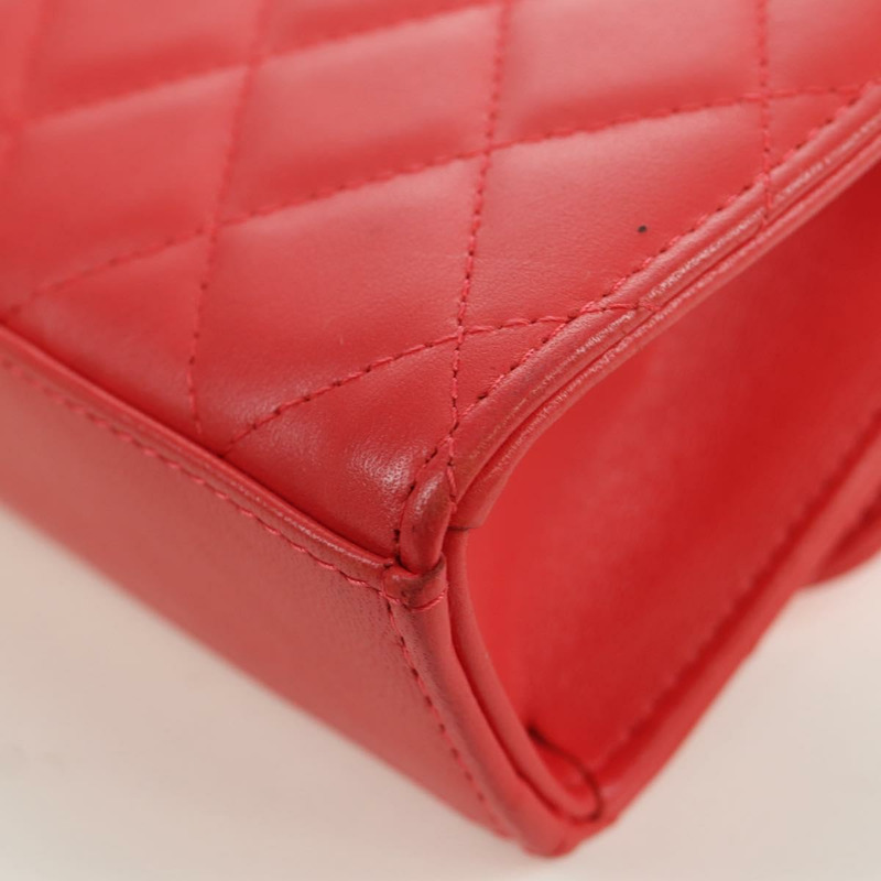 【日本直送】香奈兒 (CHANEL) 鏈條迷你絎縫 11 肩背包，羊皮材質，紅色，金色雙 C 標誌，正品編號 173342SAM-18