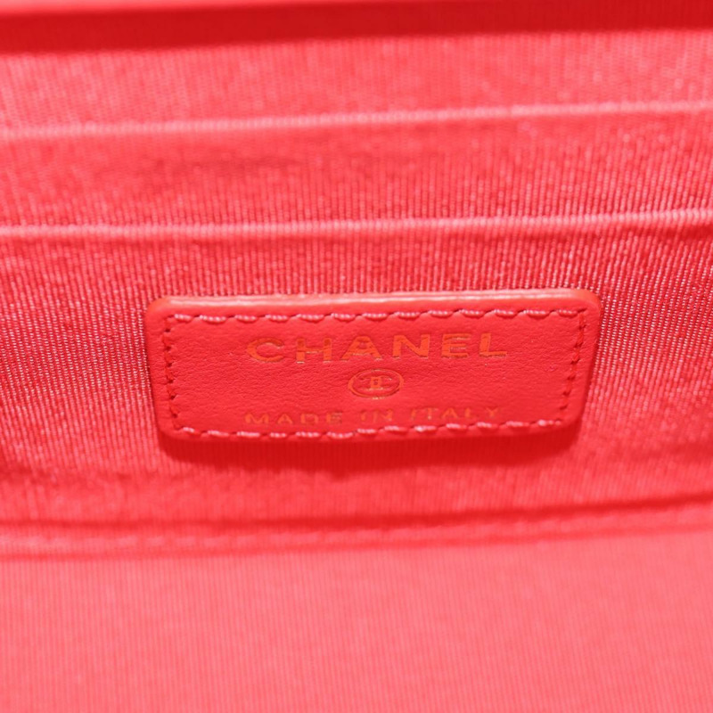 【日本直送】香奈兒 (CHANEL) 鏈條迷你絎縫 11 肩背包，羊皮材質，紅色，金色雙 C 標誌，正品編號 173342SAM-21