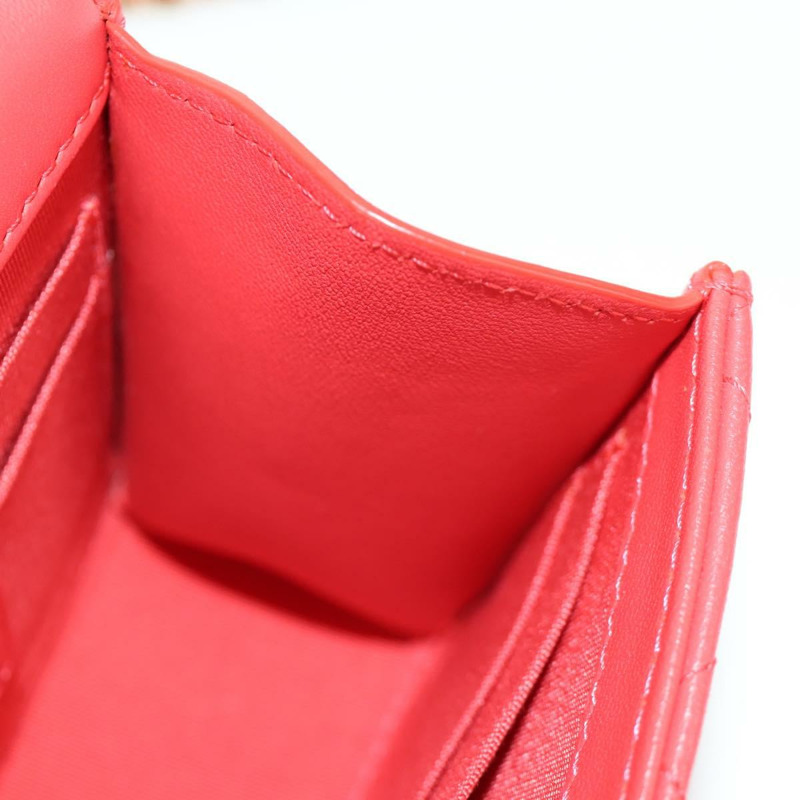 【日本直送】香奈兒 (CHANEL) 鏈條迷你絎縫 11 肩背包，羊皮材質，紅色，金色雙 C 標誌，正品編號 173342SAM-22