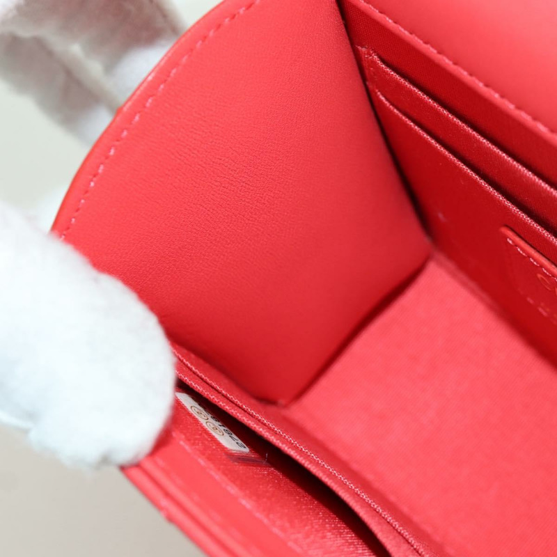 【日本直送】香奈兒 (CHANEL) 鏈條迷你絎縫 11 肩背包，羊皮材質，紅色，金色雙 C 標誌，正品編號 173342SAM-23