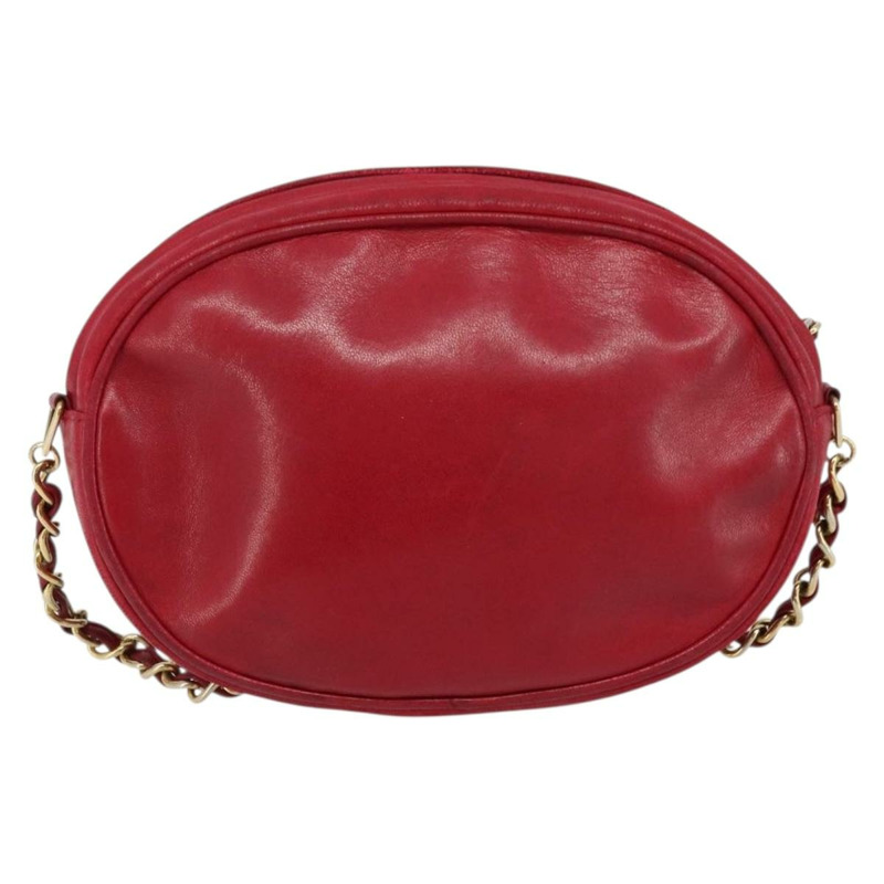 【日本直送】香奈兒鏈條肩背包，羊皮材質，紅色金色雙C標誌，正品 ARZ393A-1