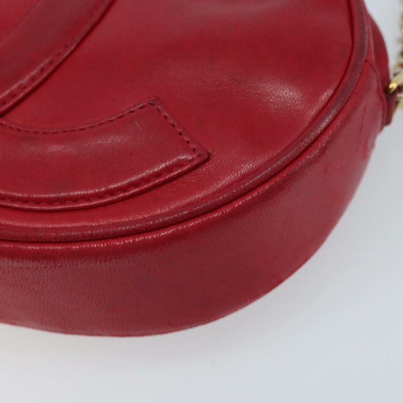 【日本直送】香奈兒鏈條肩背包，羊皮材質，紅色金色雙C標誌，正品 ARZ393A-8