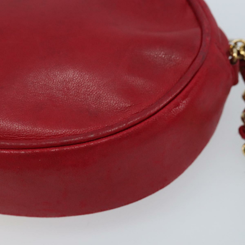 【日本直送】香奈兒鏈條肩背包，羊皮材質，紅色金色雙C標誌，正品 ARZ393A-14