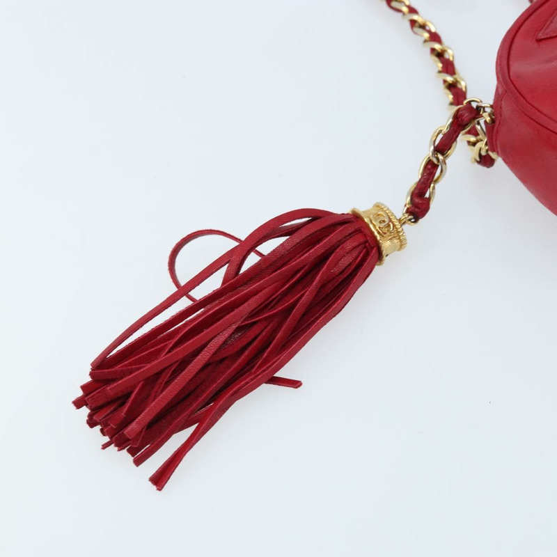 【日本直送】香奈兒鏈條肩背包，羊皮材質，紅色金色雙C標誌，正品 ARZ393A-16