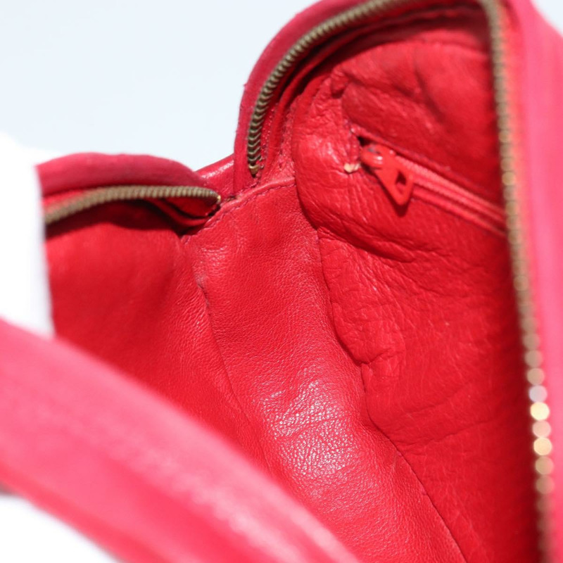 【日本直送】香奈兒鏈條肩背包，羊皮材質，紅色金色雙C標誌，正品 ARZ393A-19