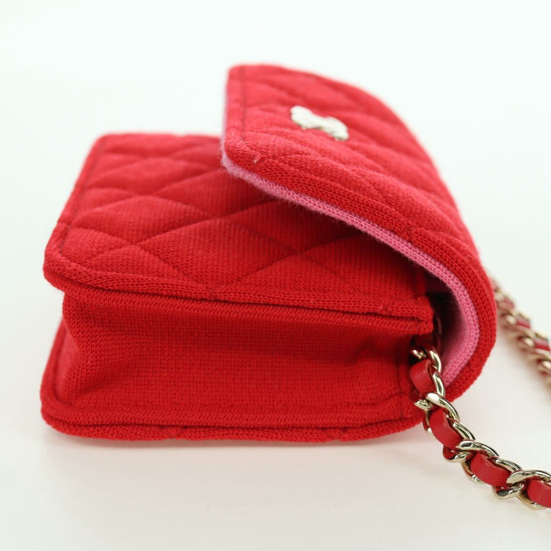 【日本直送】香奈兒 (CHANEL) 絎縫鏈條肩背包 棉質 紅色 金色 CC 標誌 Auth bs33822SAM-3
