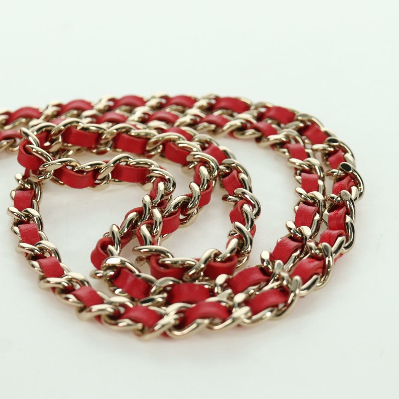 【日本直送】香奈兒 (CHANEL) 絎縫鏈條肩背包 棉質 紅色 金色 CC 標誌 Auth bs33822SAM-7