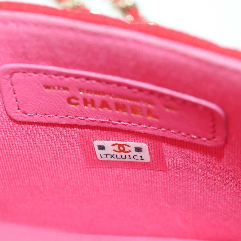 【日本直送】香奈兒 (CHANEL) 絎縫鏈條肩背包 棉質 紅色 金色 CC 標誌 Auth bs33822SAM-10