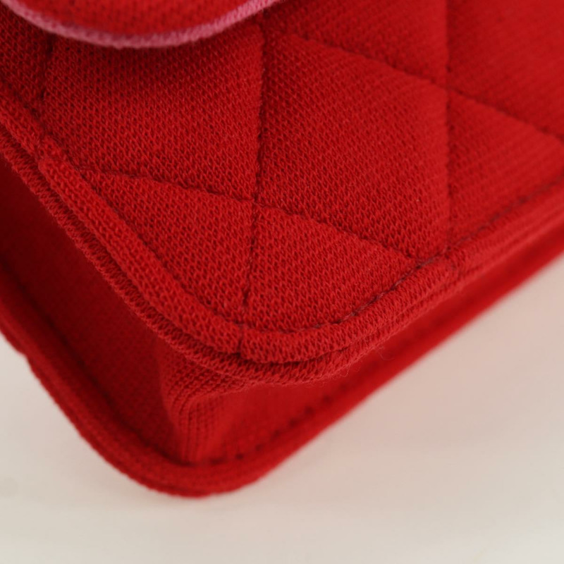 【日本直送】香奈兒 (CHANEL) 絎縫鏈條肩背包 棉質 紅色 金色 CC 標誌 Auth bs33822SAM-14