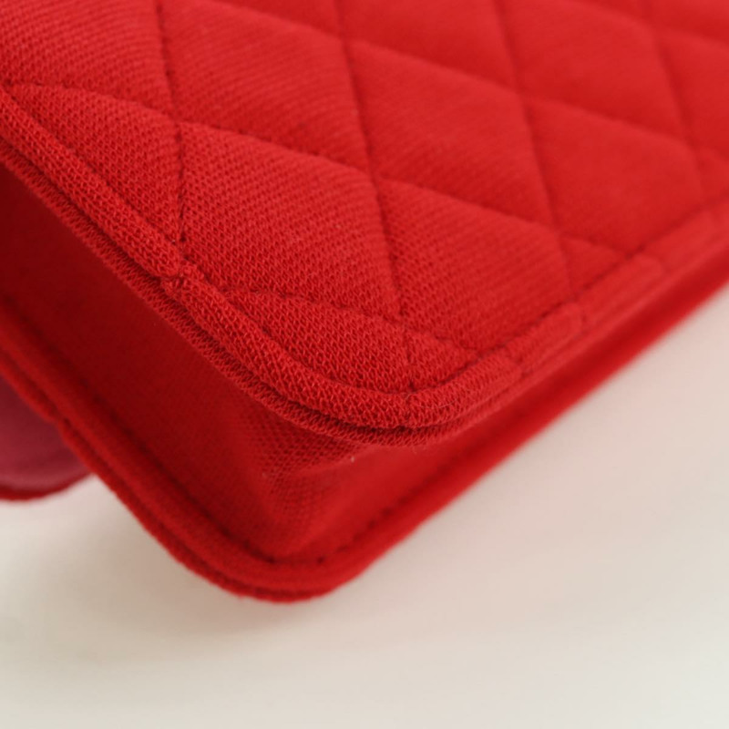 【日本直送】香奈兒 (CHANEL) 絎縫鏈條肩背包 棉質 紅色 金色 CC 標誌 Auth bs33822SAM-16