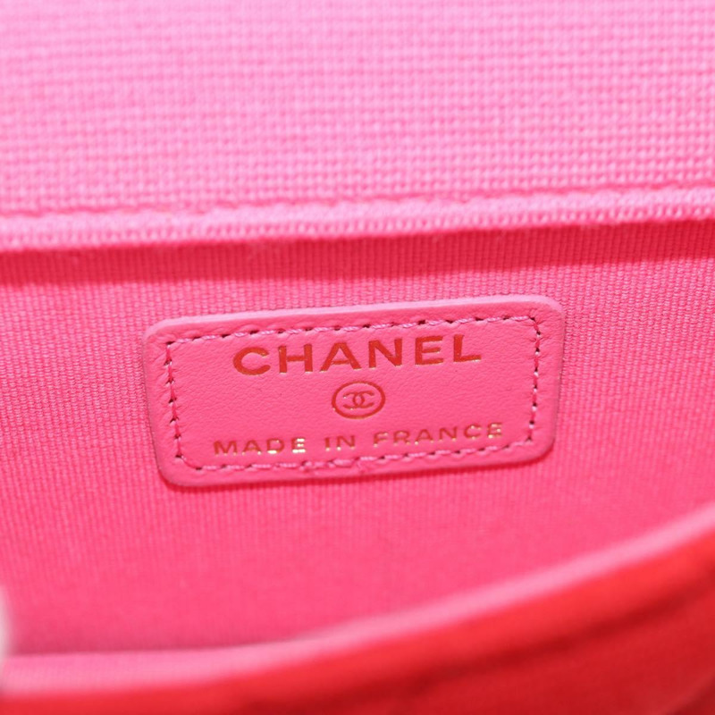 【日本直送】香奈兒 (CHANEL) 絎縫鏈條肩背包 棉質 紅色 金色 CC 標誌 Auth bs33822SAM-21