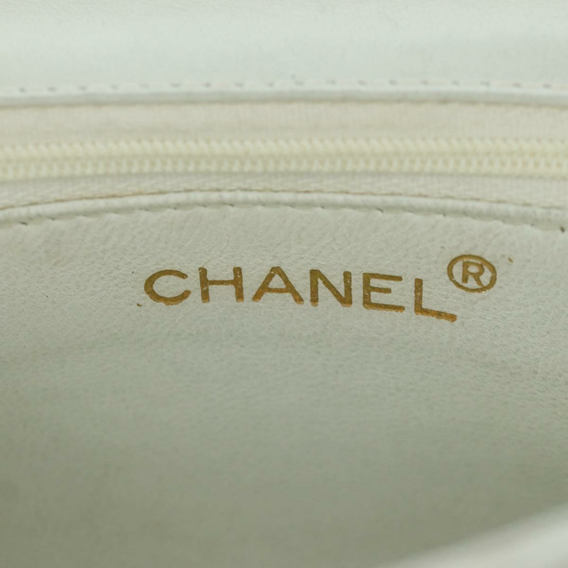 【日本直送】香奈兒 Griboa V 縫線鏈條單背包 白色皮革 金色 CC 標誌 ARZ551SAV-20