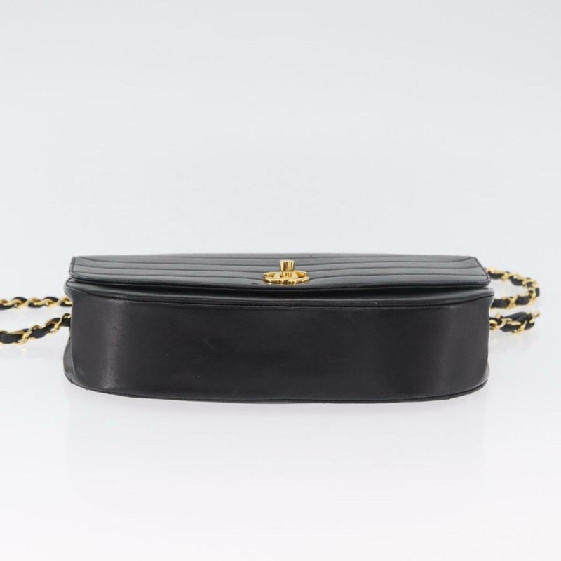 【日本直送】香奈兒半月形鏈條肩背包，羊皮材質，黑色，金色，CC標誌，正品，BSZ402-4