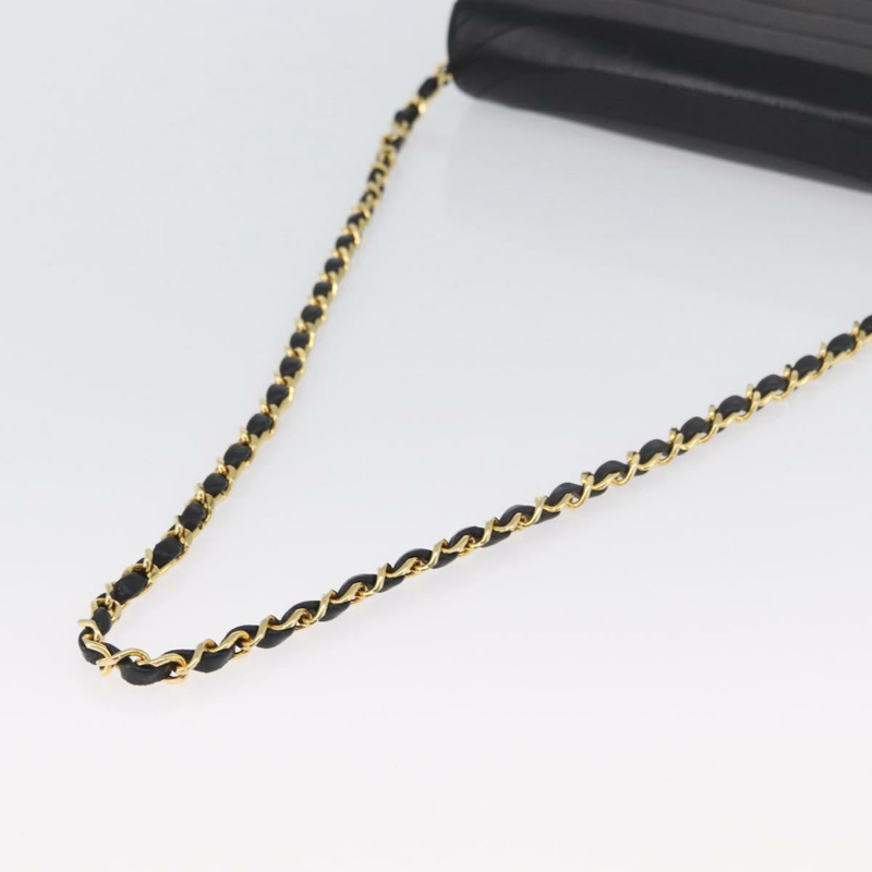 【日本直送】香奈兒半月形鏈條肩背包，羊皮材質，黑色，金色，CC標誌，正品，BSZ402-6