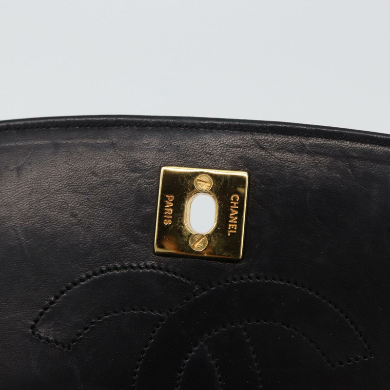【日本直送】香奈兒半月形鏈條肩背包，羊皮材質，黑色，金色，CC標誌，正品，BSZ402-20