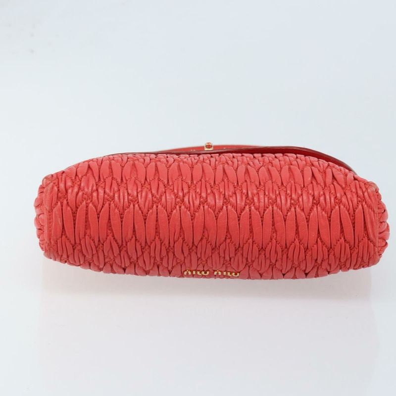 【日本直送】Miu Miu Matelasse 單肩包 皮革 2way 紅色金色 Auth LNZ743V-4