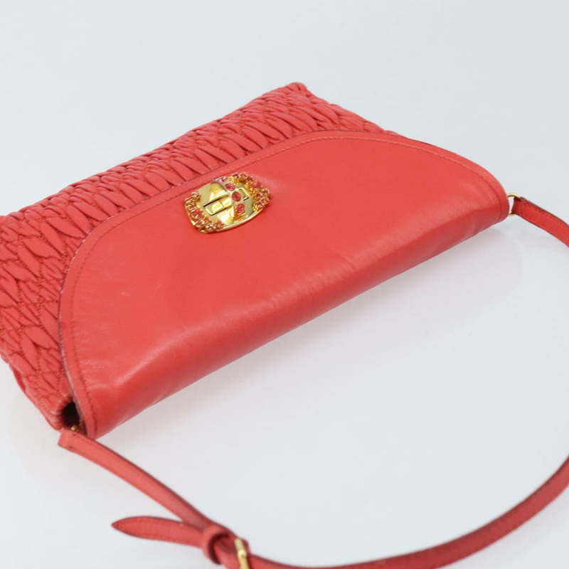 【日本直送】Miu Miu Matelasse 單肩包 皮革 2way 紅色金色 Auth LNZ743V-5
